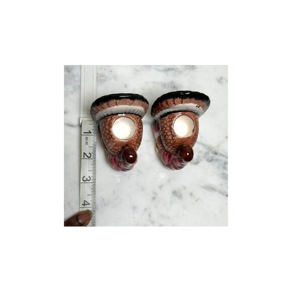 Vintage Ceramic Thanksgiving Turkey Taper Candle Holders Set Of 2 Fall Harvest - Picture 8 of 8